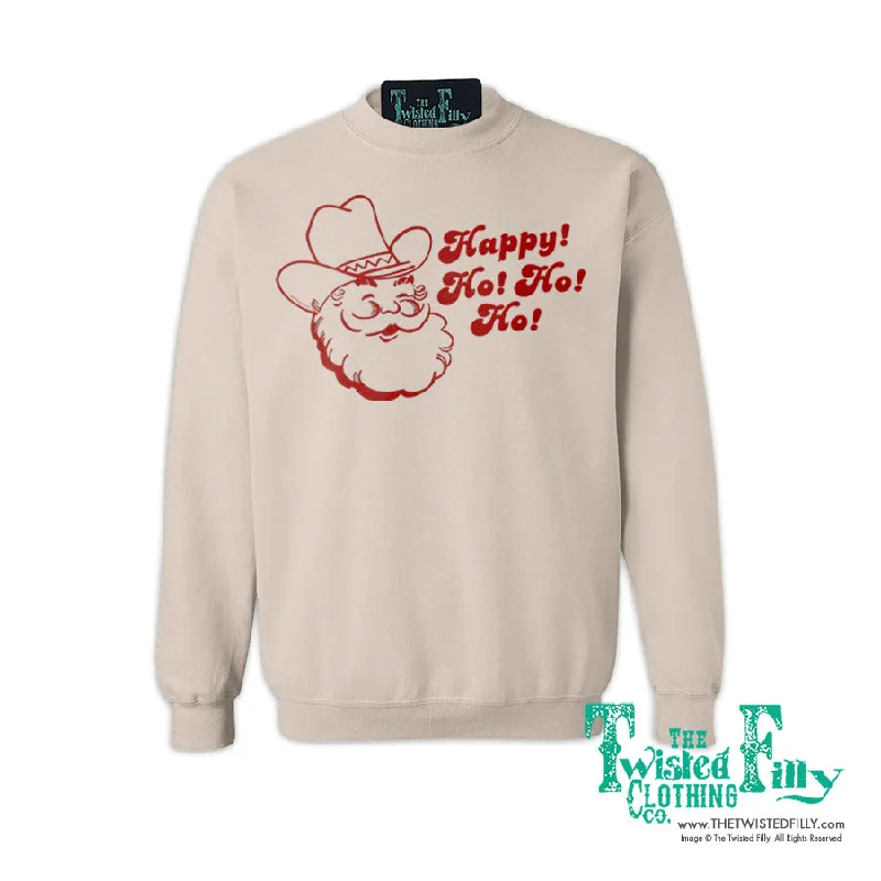 Happy Ho Ho Ho Christmas Cowboy Santa - Adult Unisex Sweatshirt - Assorted Colors