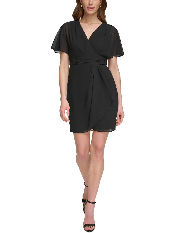 Petites Womens Semi-Formal Mini Sheath Dress