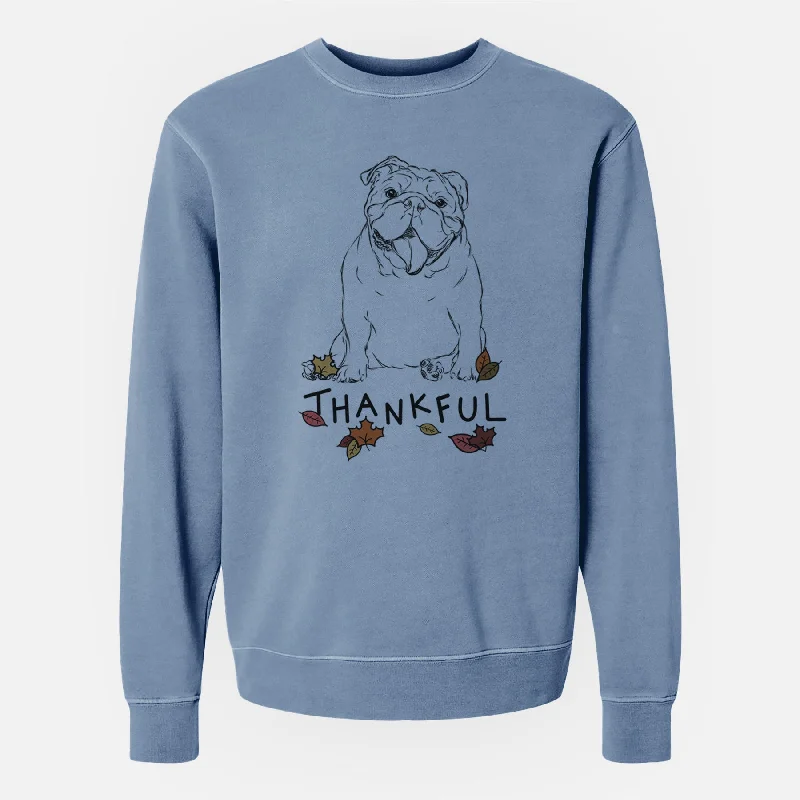 Thankful Tank the English Bulldog - Unisex Pigment Dyed Crew Sweatshirt