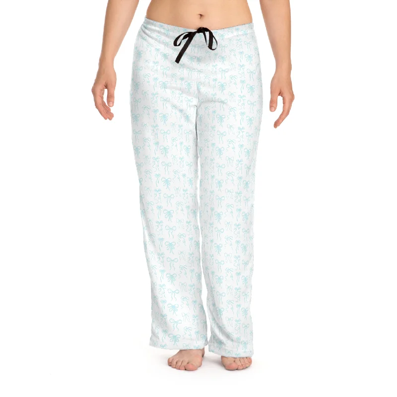 Tiffany Blue Coquette Bow Patterned Women's Pajama Pants