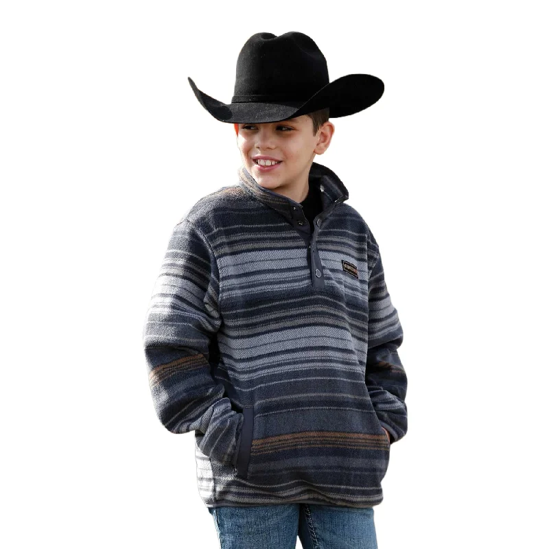 Cinch Children's Fleece Striped Charcoal Pullover Sweatshirt MWK7590006