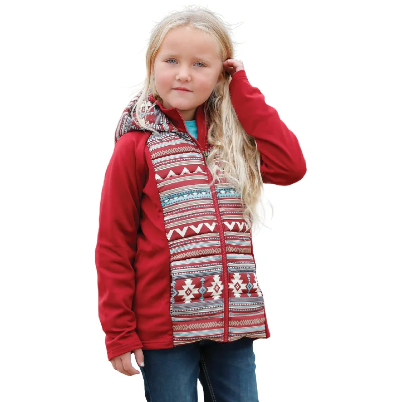 Cinch Girl's Hybrid Aztec Red Zip Front Jacket CWJ8930001