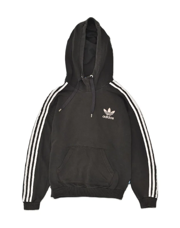 ADIDAS Womens Hoodie Jumper UK 12 Medium Black Cotton