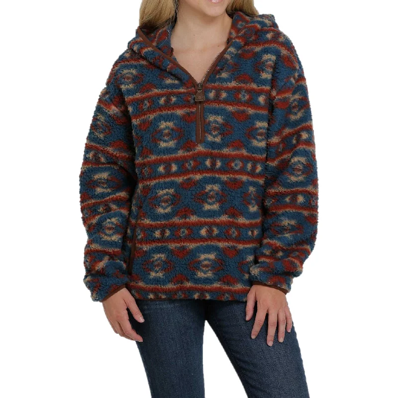 Cinch Ladies 1/2 Zip Hooded Multi-Color Sherpa Pullover MAK9811001