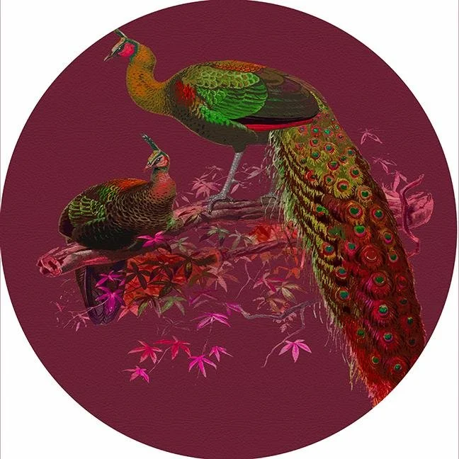 Family Pheasants Pinot 16" Round Pebble Placemat Set of 4