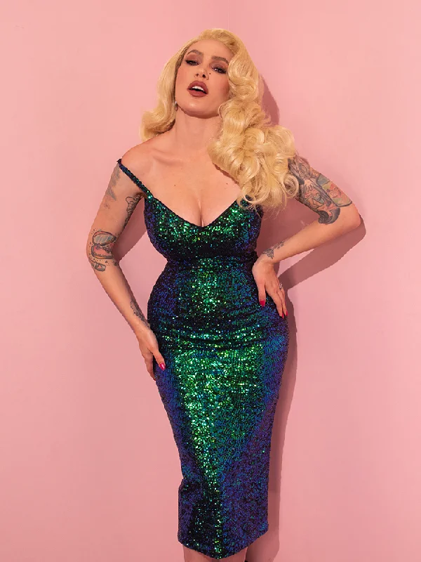 Glitz & Glamour Dress in Green Sequins - Vixen by Micheline Pitt