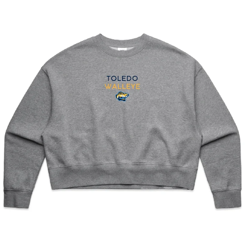 Toledo Walleye Ladies Jodi Embroidered Cropped Crewneck