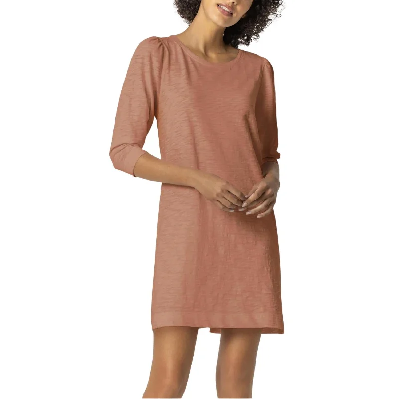 Puff Sleeve Dress In Carob