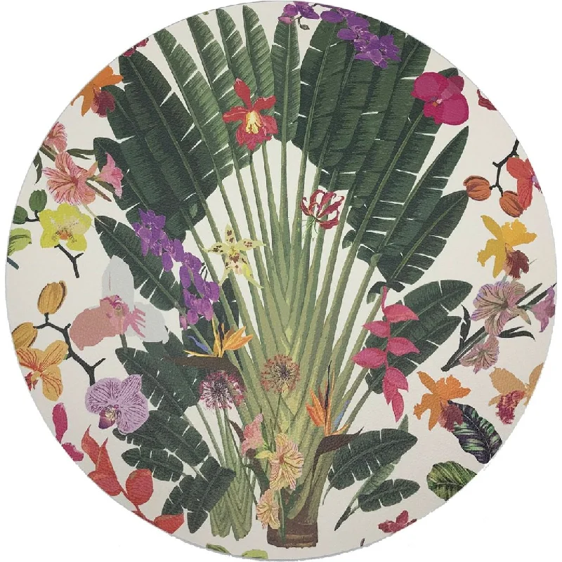 Fantasy Tropical White 16" Round Pebble Placemat, Set Of 4