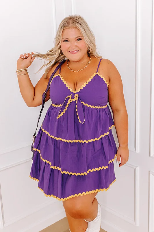 Spirit Squad Tiered Mini Dress in Purple Curves