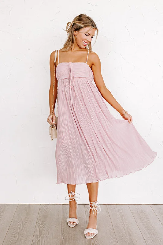 Powerful Love Pleated Midi In Blush