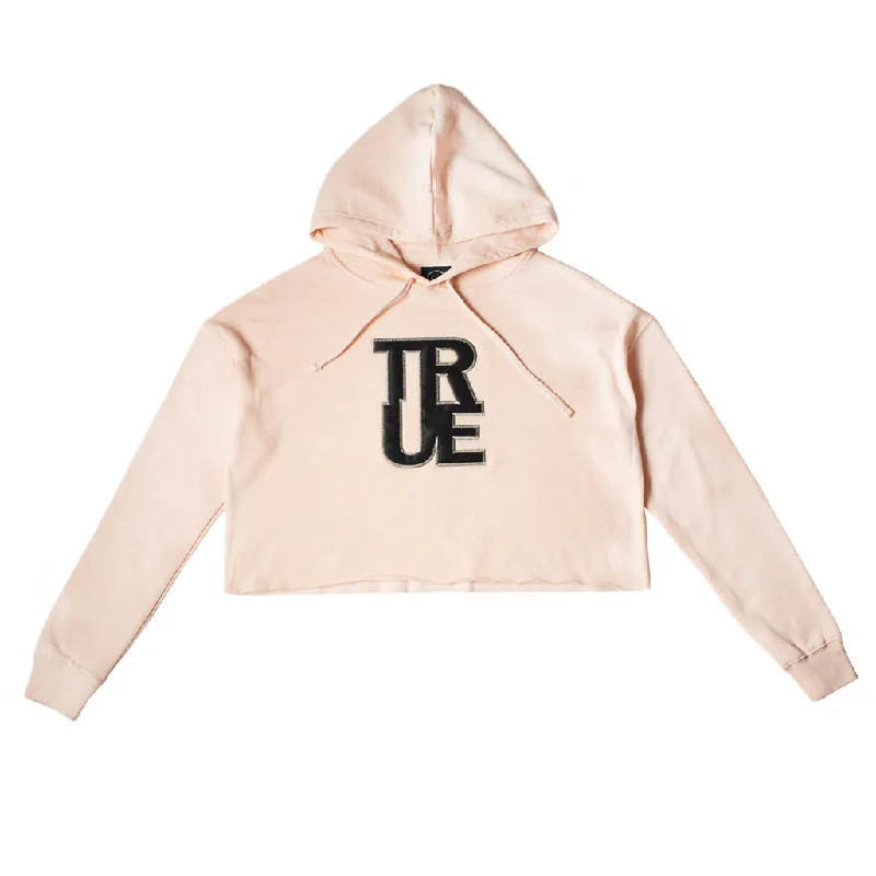 True Women's Logo Cropped Hoodie Blush/Black