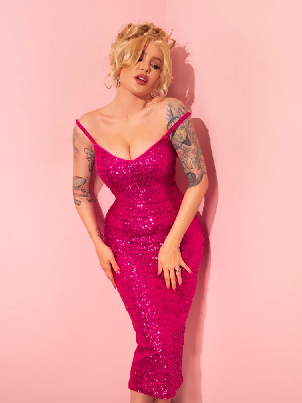 Glitz & Glamour Dress in Hot Pink Sequins - Vixen by Micheline Pitt