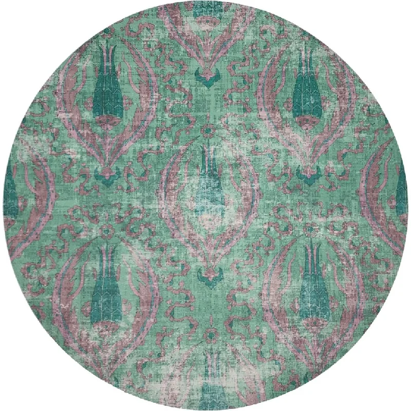 Byzantine Jewel Green 16" Round Pebble Placemats, Set Of 4